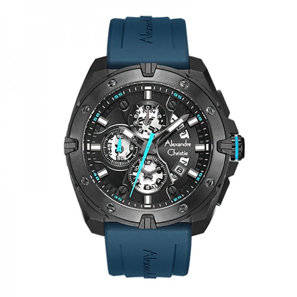 Alexandre Christie AC 6693 Black Blue Rubber MCREPBABU Alexandre Christie AC 6693 Black Blue Rubber MCREPBABU